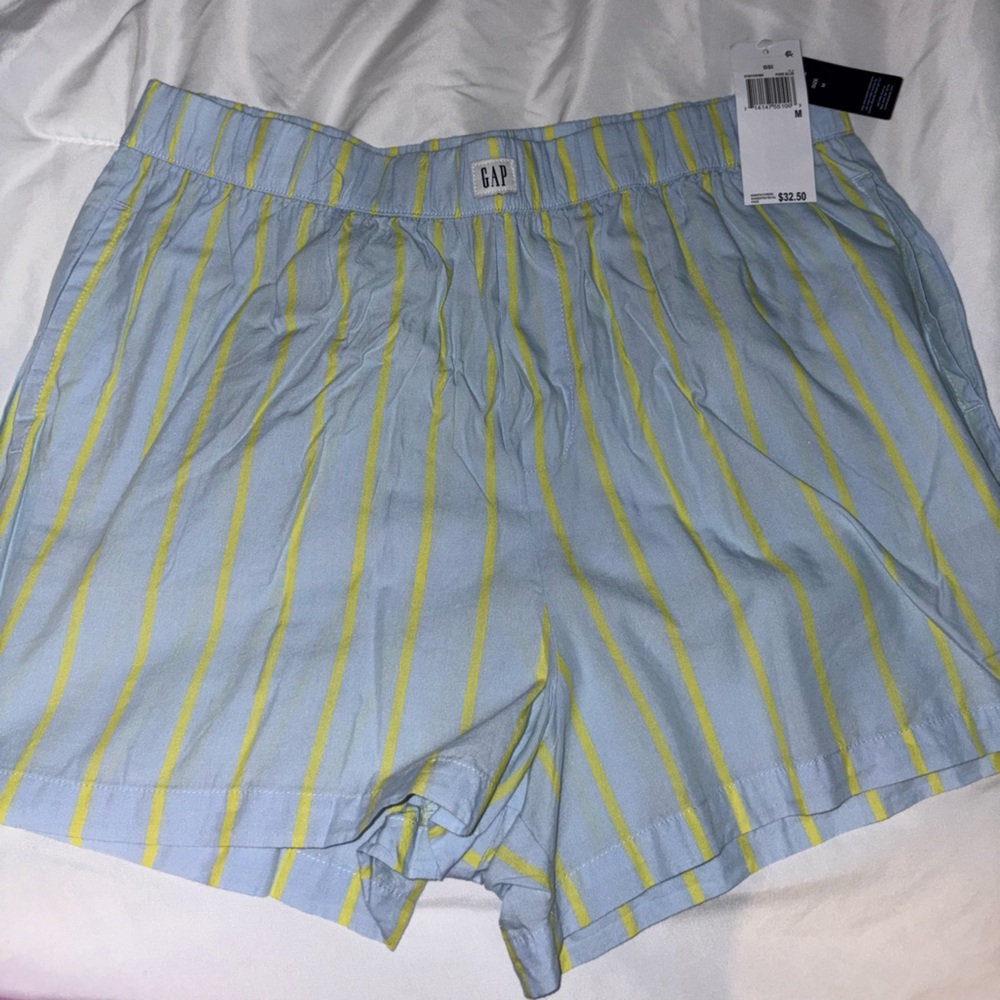 Gap Light Blue and Yellow Striped Shorts